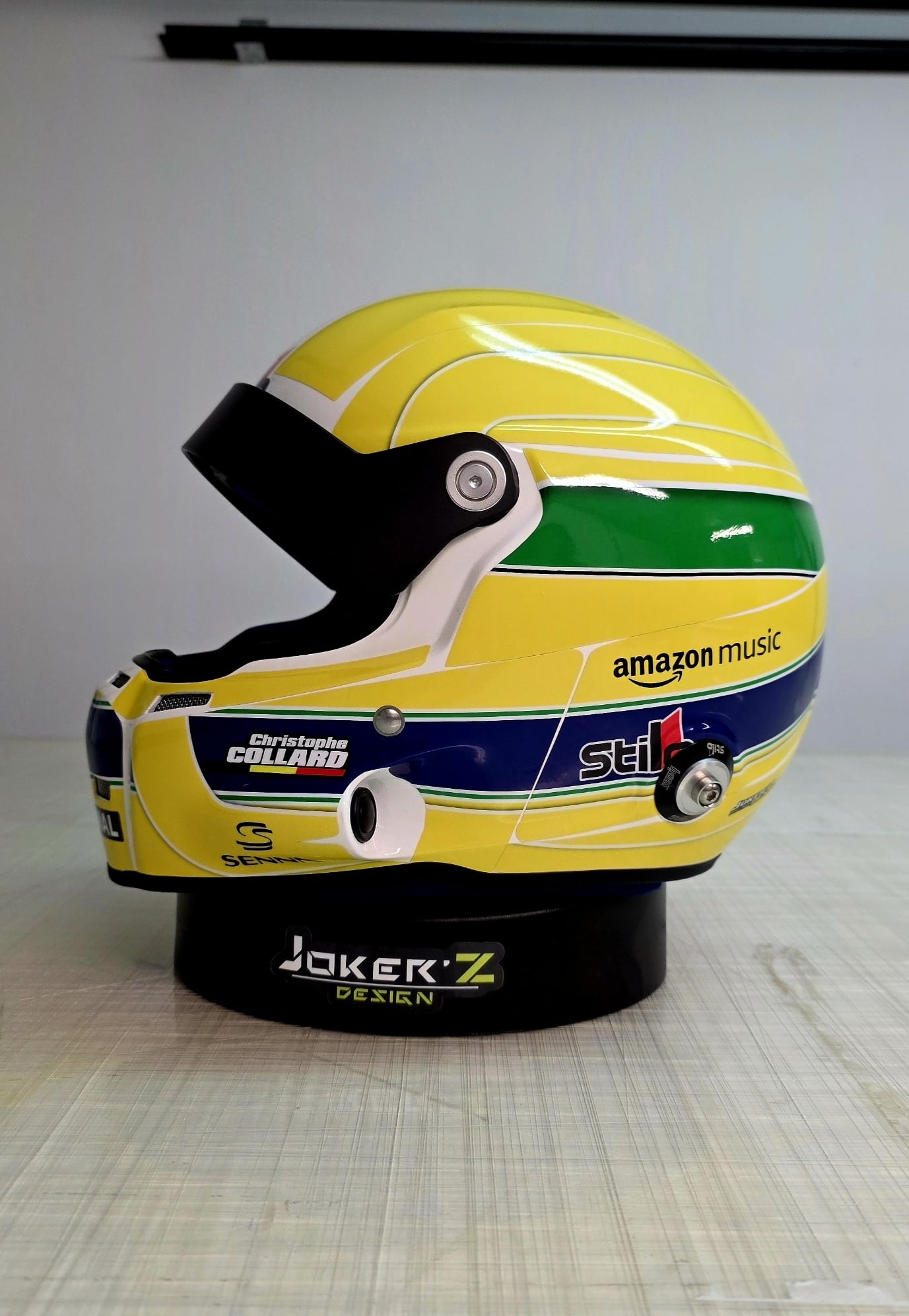 Déco de casque Semi personnalisée - Modele Ayrton SENNA deco-casque-stilo-ayrton-senna